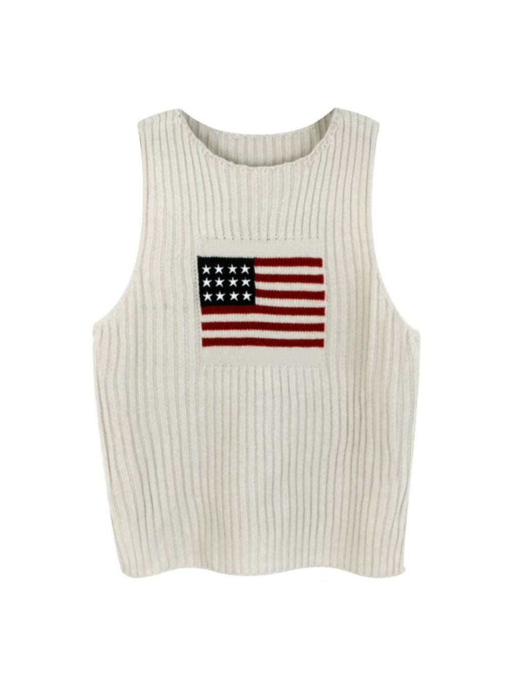 Cream Ribbed Knit Crop Tank - Picture 2 of 7